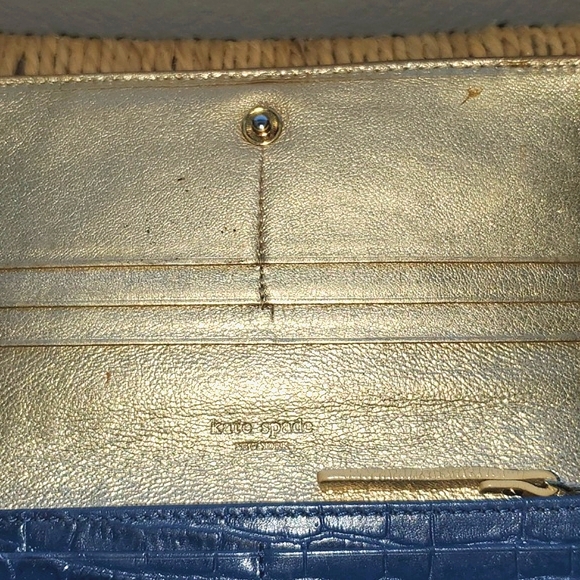 Kate Spade Navy Embossed Wallet Vintage Guc - Picture 12 of 16